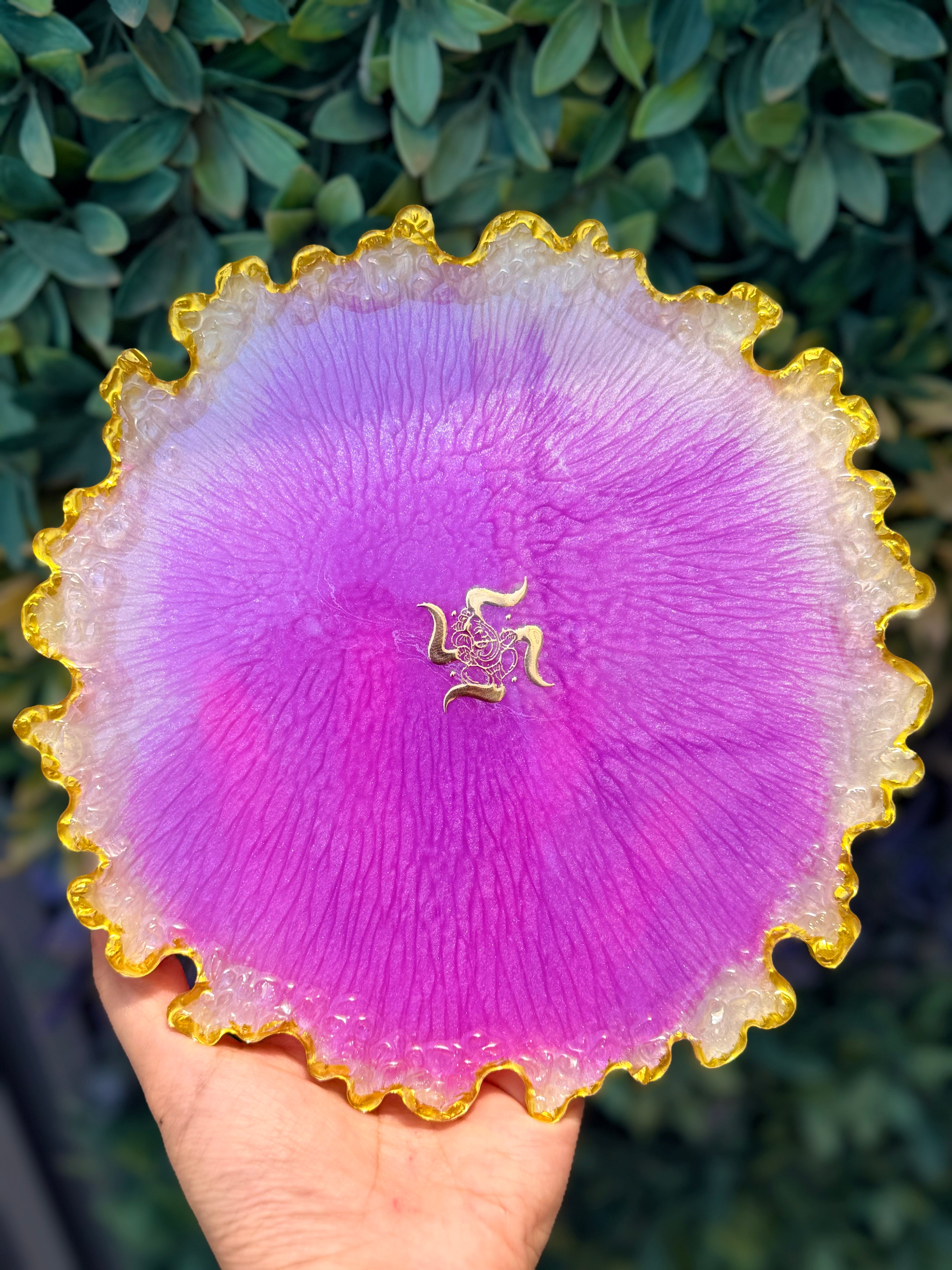 Resin Pooja Plate with crystal boundary